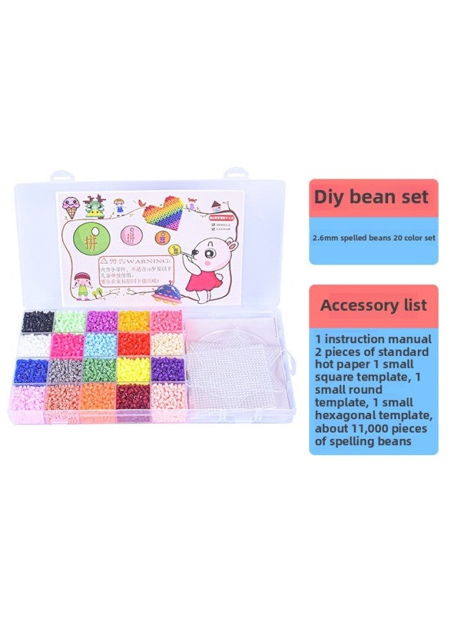 2.6mm Spell Bean Template 20 Color Set Children DIY Puzzle Toy Tube Beads Fusion Bean Hot Beads-Color:2.6mm Spell Bean 20 Color Set - Image 1