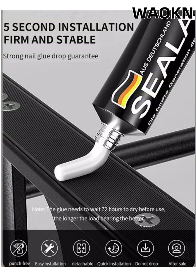 WAOKN New space aluminum towel rack double-layer folding storage hanging rack, bathroom towel rack 40cm towel rack, foldable towel rack with towel bar, bathroom non perforated towel rack, bathroom towel storage rack wall mounted (matte black) - Image 5