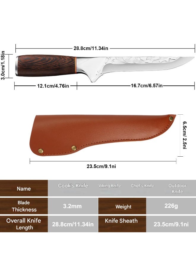 أس أس جي بي سكين فايكينج لتقطيع العظام، 6.6 بوصة، سكين جزار مصنوع يدويًا مع غمد، سكين صيد، سكين طاهٍ، مصنوع من الفولاذ عالي الكربون، مناسب للمنزل والشواء وتقطيع اللحوم - Image 3
