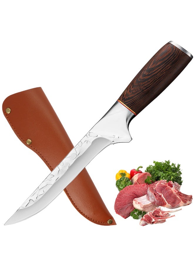 أس أس جي بي سكين فايكينج لتقطيع العظام، 6.6 بوصة، سكين جزار مصنوع يدويًا مع غمد، سكين صيد، سكين طاهٍ، مصنوع من الفولاذ عالي الكربون، مناسب للمنزل والشواء وتقطيع اللحوم - Image 1