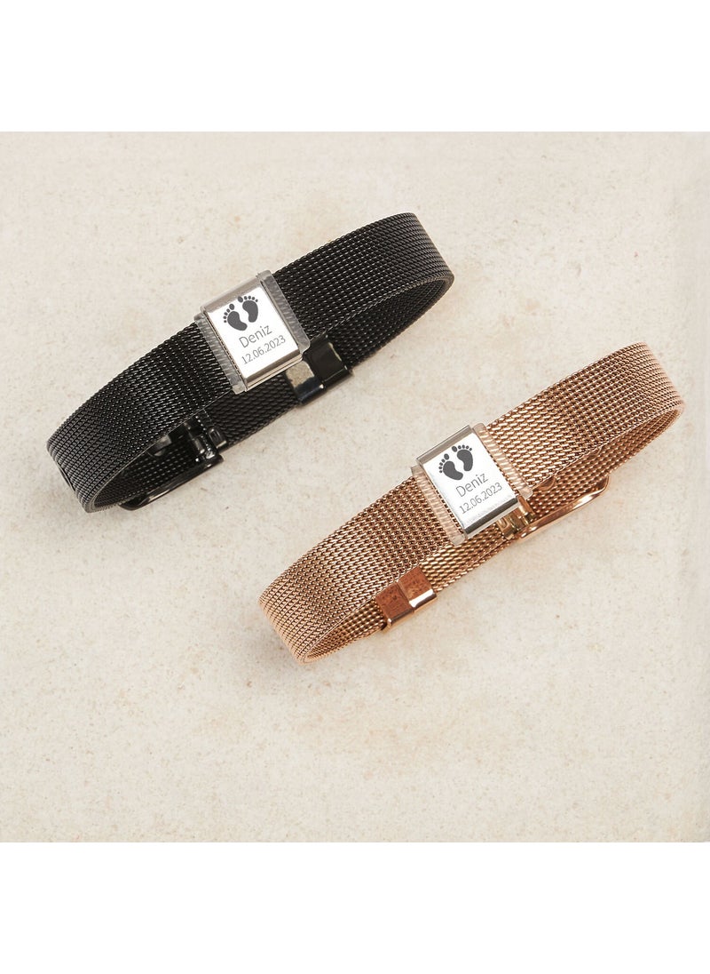 Hediye Sepeti - Gift Basket Bracelet with Date and Name Customization for New Mom & Dad - Image 1
