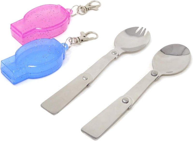 HONBAY Honbay Portable Folding Tableware Set Stainless Steel Spoon and Fork for Thermos Camping Travel and Other Outdoor Activities - Image 1