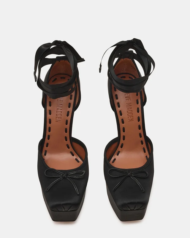 Steve Madden  Listen Women's Black Satin Heeled Sandals for Women | Best Price UAE