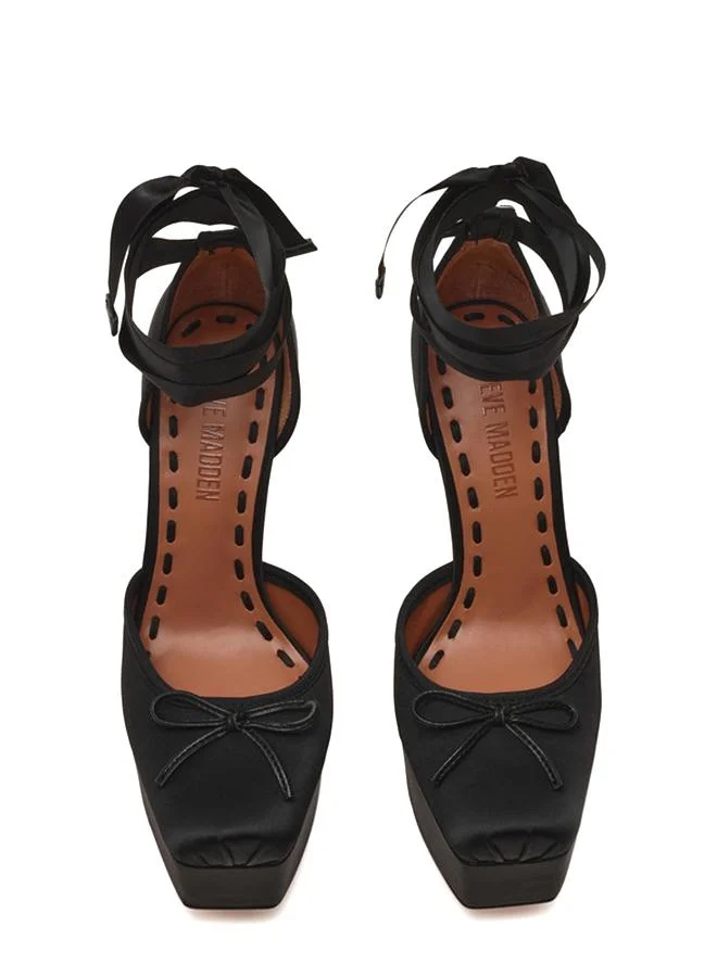 Steve Madden  Listen Women's Black Satin Heeled Sandals for Women | Best Price UAE