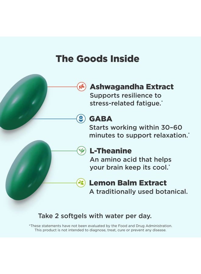 OLLY Ultra Strength Goodbye Stress Softgels, GABA, Ashwagandha, L-Theanine and Lemon Balm, Stress Relief Supplement - 60 Count - Image 2