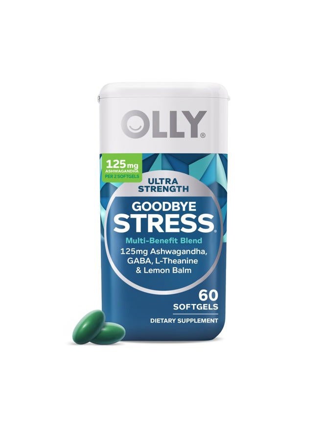 OLLY Ultra Strength Goodbye Stress Softgels, GABA, Ashwagandha, L-Theanine and Lemon Balm, Stress Relief Supplement - 60 Count - Image 1