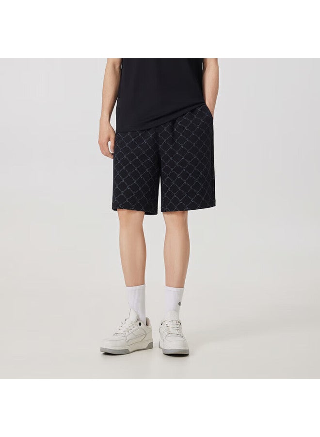 Cabbeen Men's 340g Heavyweight Cargo Shorts With Full Print Loose Fit Sports Shorts Coal Black Size 48 - Image 2