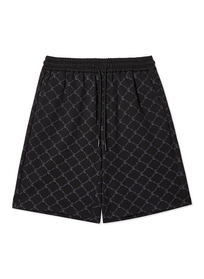 Cabbeen Men's 340g Heavyweight Cargo Shorts With Full Print Loose Fit Sports Shorts Coal Black Size 48 - Image 4