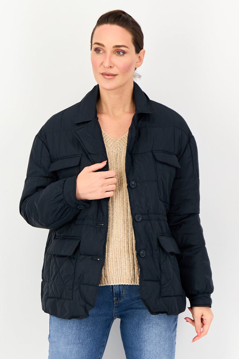 Andrew Marc Women Quilted Puffer Jacket, Navy - Image 1