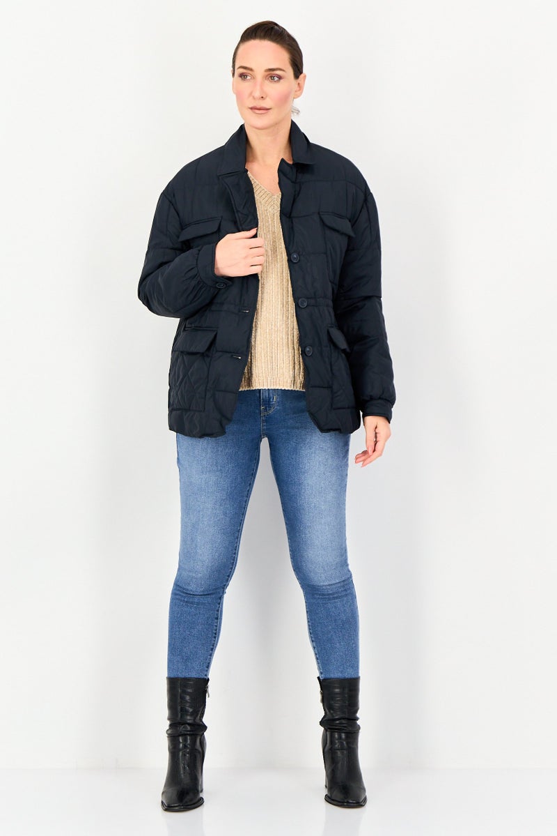 Andrew Marc Women Quilted Puffer Jacket, Navy - Image 4