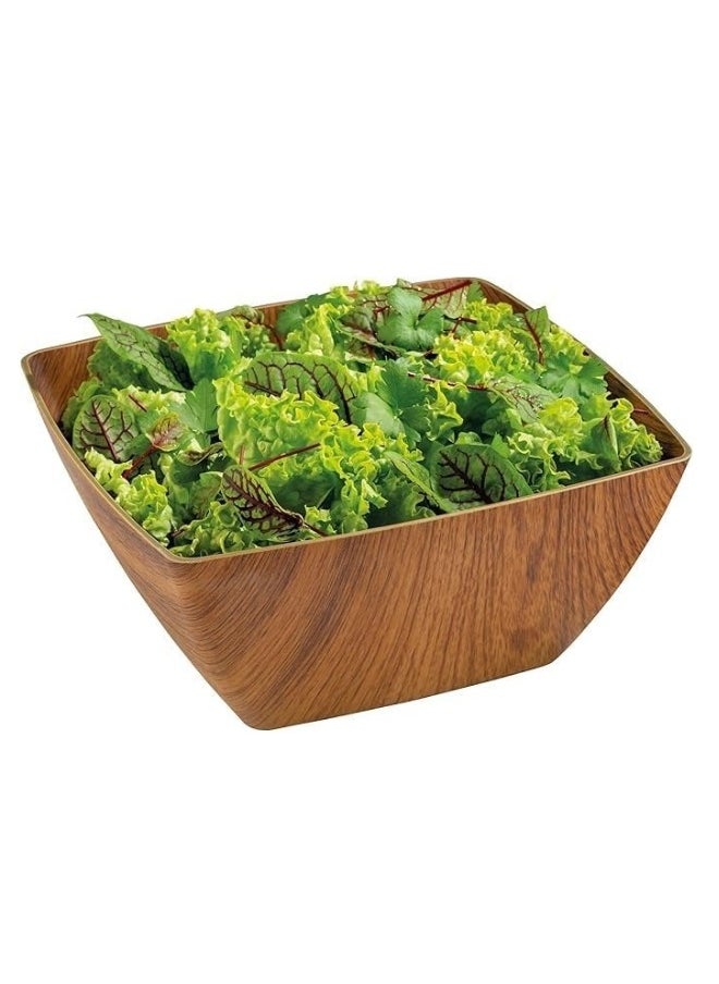 Evelin Wood Finish Plastic Bowl for Salads, Fruits and Popcorn Adds an Elegant Look to Your Home Square Shape 20cm (Shatterproof)  - Image 4