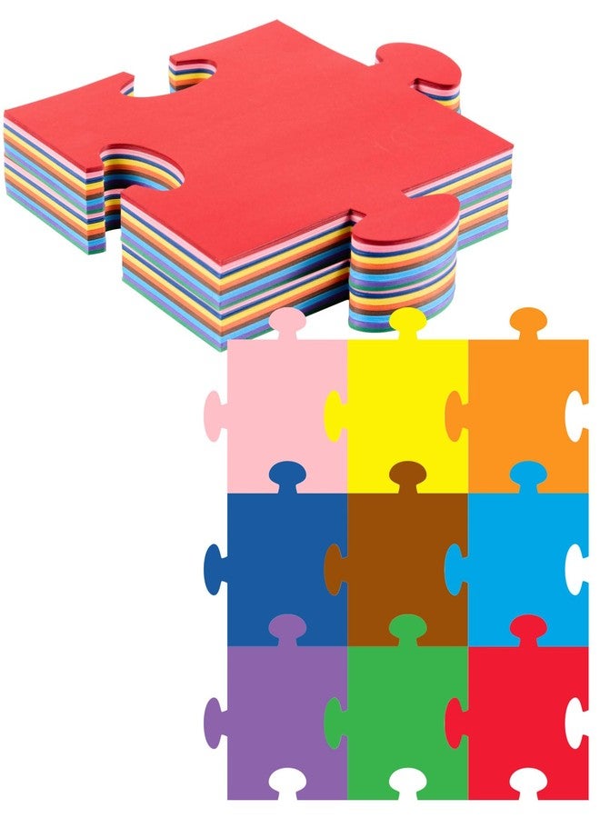 MixTeach 90 Pcs 9.5 Inch Blank Puzzle Pieces Large Multicolor Paper Puzzle Pieces Cutouts Double-Sided Giant Puzzle Shapes Die Cut to Draw and Write for Art Display, Events & Creative Projects - Image 1