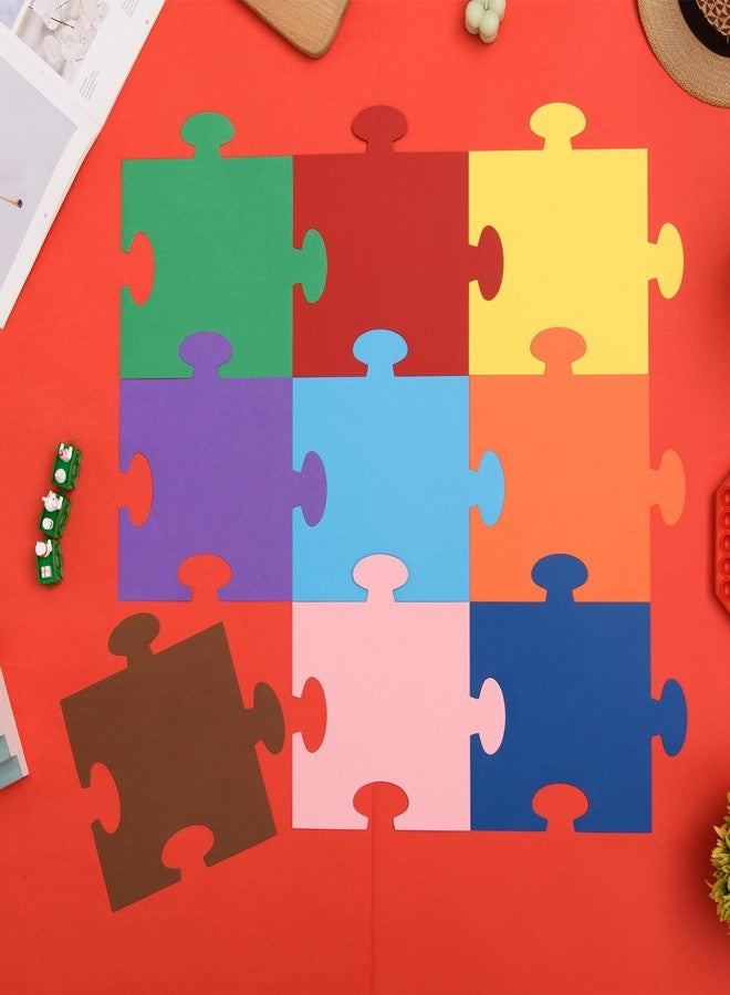 MixTeach 90 Pcs 9.5 Inch Blank Puzzle Pieces Large Multicolor Paper Puzzle Pieces Cutouts Double-Sided Giant Puzzle Shapes Die Cut to Draw and Write for Art Display, Events & Creative Projects - Image 3