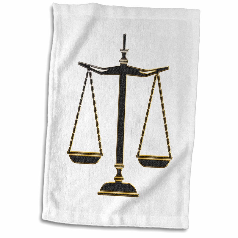 3DROSE 3D Rose Elegant BlackGold Scales of Justice Towel 15 x 22