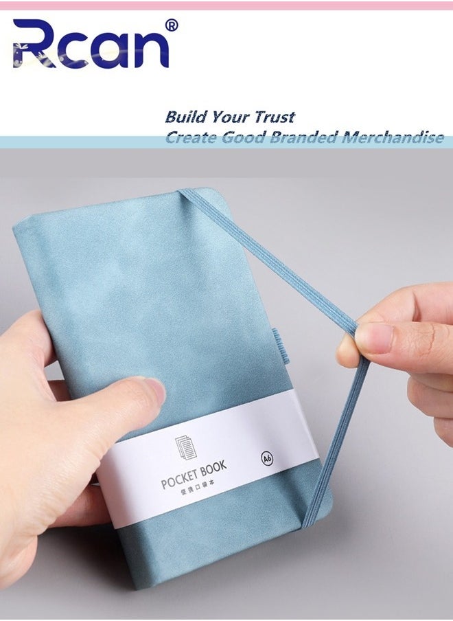 Rcan 2 Pcs A6 Notebooks Pu Leather Hard Cover Elastic Band Mini Portable Thickened Notepad Memo Travel Diary Pocket Horizontal Line Small Book Suitable for Business Office School Students Family Writing  - Image 3