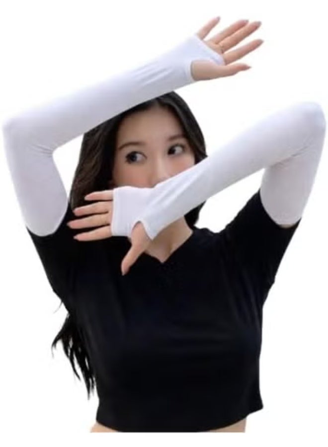 معصم ابيض  طويل أنيق وعصري  كم قفاز بدون أصابع  تصميم عملي للحماية والدفء  مريحة - Image 4