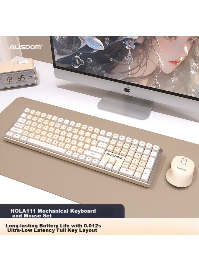 AUSDOM Asdun Wireless Mechanical Keyboard And Mouse Set For Gaming, E-sports, Home, Office, Desktop, Laptop, Multi-key Anti-ghosting Hola111 Ice Cream Colorful Combo - Image 1