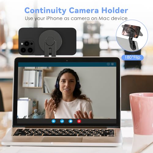 CloudValley Magnetic Laptop Phone Holder, 360° Rotating Mount Compatible with iPhone MagSafe and All Phones, MacBook, PC Monitor, Screen Stand for Tesla, Portable Accessory, Black - Image 5