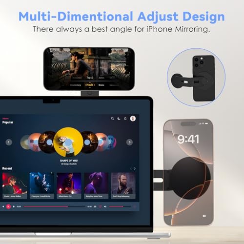 CloudValley Magnetic Laptop Phone Holder, 360° Rotating Mount Compatible with iPhone MagSafe and All Phones, MacBook, PC Monitor, Screen Stand for Tesla, Portable Accessory, Black - Image 4