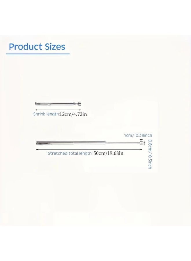 1pc Silvery Stainless Steel Telescopic Magnetic Grabber Tool For Hard To Reach Areas - Image 4