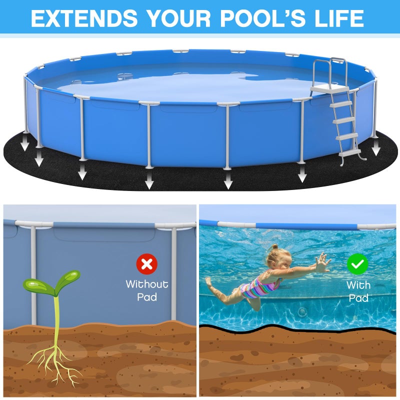 Tinideya Oval Pool Liner Pad Strong Durable Puncture Resistant Floor Mat Polyester Geotextile Above Ground Pool Accessories Delicate Floor Pad for Swimming Pools Bath, Black (12 x 18 ft) - Image 3