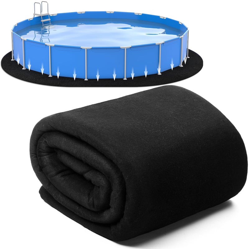 Tinideya Oval Pool Liner Pad Strong Durable Puncture Resistant Floor Mat Polyester Geotextile Above Ground Pool Accessories Delicate Floor Pad for Swimming Pools Bath, Black (12 x 18 ft) - Image 1
