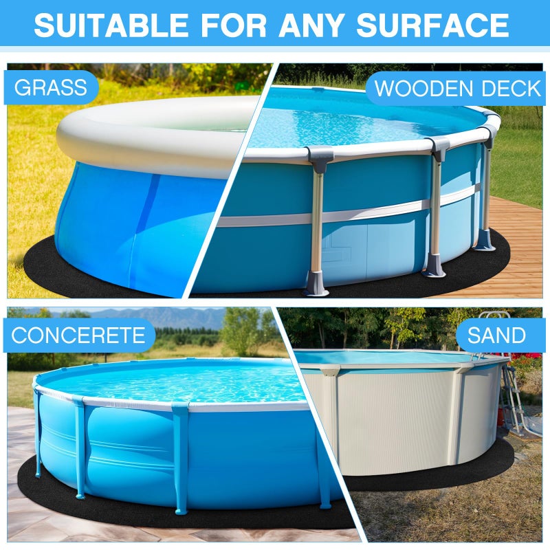 Tinideya Oval Pool Liner Pad Strong Durable Puncture Resistant Floor Mat Polyester Geotextile Above Ground Pool Accessories Delicate Floor Pad for Swimming Pools Bath, Black (12 x 18 ft) - Image 4