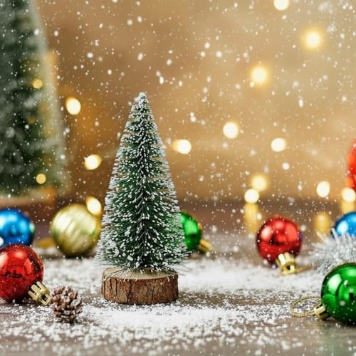 FlowerAura Designer Set of 2 Artificial Mini Christmas Pine Tree with Wooden Stand Miniature for Table Decor, Secret Santa Gift, Xmas Decor for Living Room, Bedroom, Balcony, Kitchen, Home & Office - Image 4