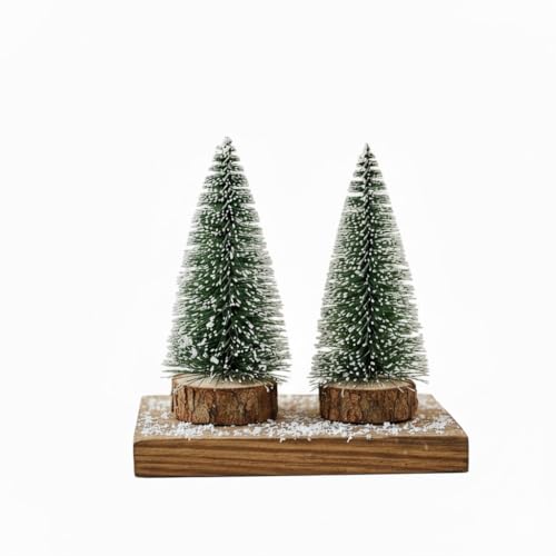 FlowerAura Designer Set of 2 Artificial Mini Christmas Pine Tree with Wooden Stand Miniature for Table Decor, Secret Santa Gift, Xmas Decor for Living Room, Bedroom, Balcony, Kitchen, Home & Office - Image 5