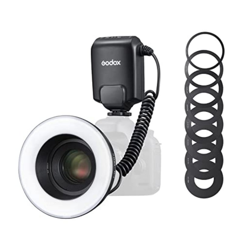 فلاش حلقة ماكرو ML150II، ضوء مثالي للتصوير الفوتوغرافي الماكرو، 4 بطاريات قلوية AA، سطوع قابل للتعديل، رقم دليل عالي GN12 - Image 1