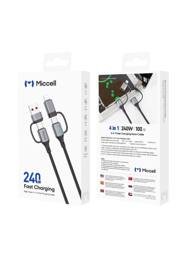 MICCELL 4 in 1 fast charging data cable 240W - Image 3