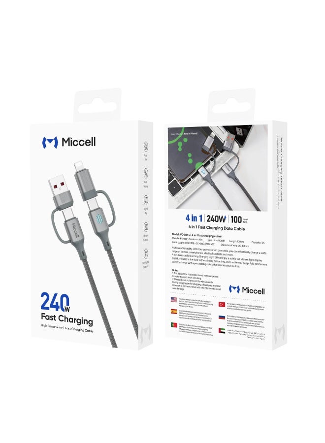 MICCELL 4 in 1 fast charging data cable 240W - Image 1