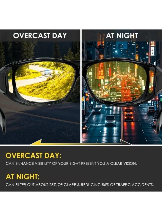 Night Driving Glasses Fit Over for Men Women, Anti Glare Polarized Night Vision Glasses, Wrap Around HD Yellow Lens - Image 3