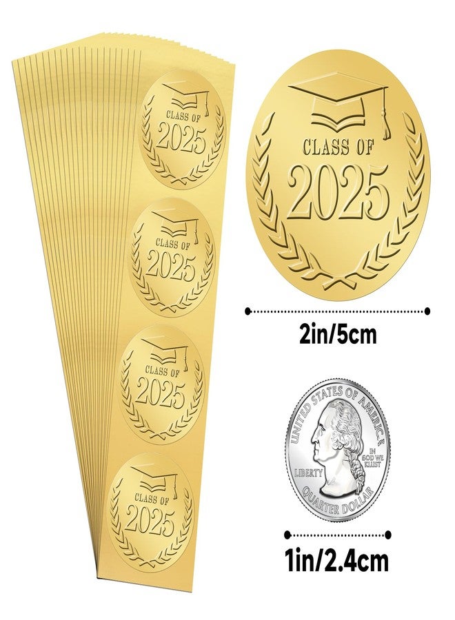 ANWYLL ملصقات تخرج أنويل 2 بوصة 2025 - ملصقات ذهبية منقوشة لخريجي دفعة 2025، 100 قطعة، ملصقات ذاتية اللصق لختم مغلفات التخرج، ملصقات تهنئة للخريجين على شكل قبعة، ملصقات لشهادات التخرج وهدايا الحفلات. - Image 2
