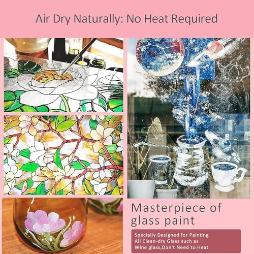 Parssufy Multicolored Glass Color Starter Set for Painting on Glass Bottles Windows Doors Mirror Pack of (12 colors x 12 ml) - Image 5