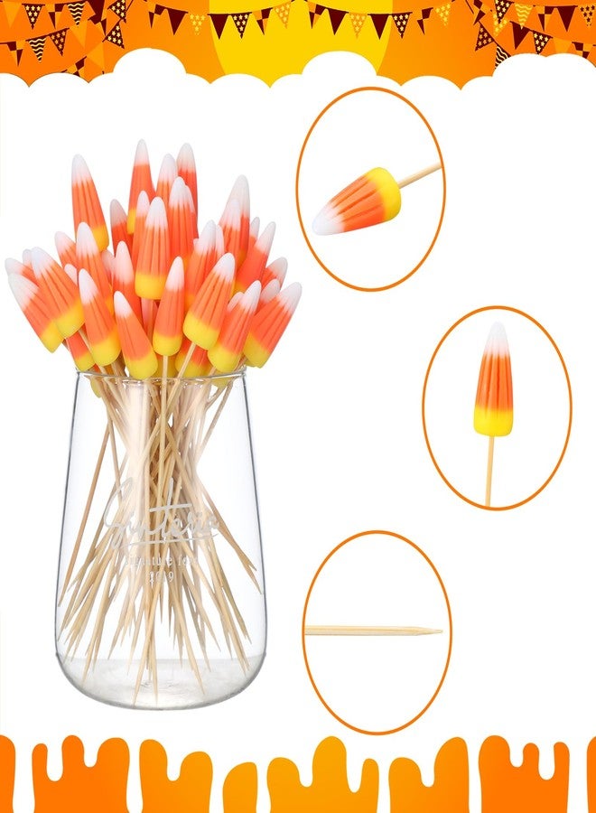 FillTouch 100 Pack Halloween Candy Corn Decorations Candy Corn Cocktail Picks Trick-or-treat Decorations Toothpicks for Appetizers Charcuterie Accessories, Food Picks for Kids Halloween Party Supplies - Image 4