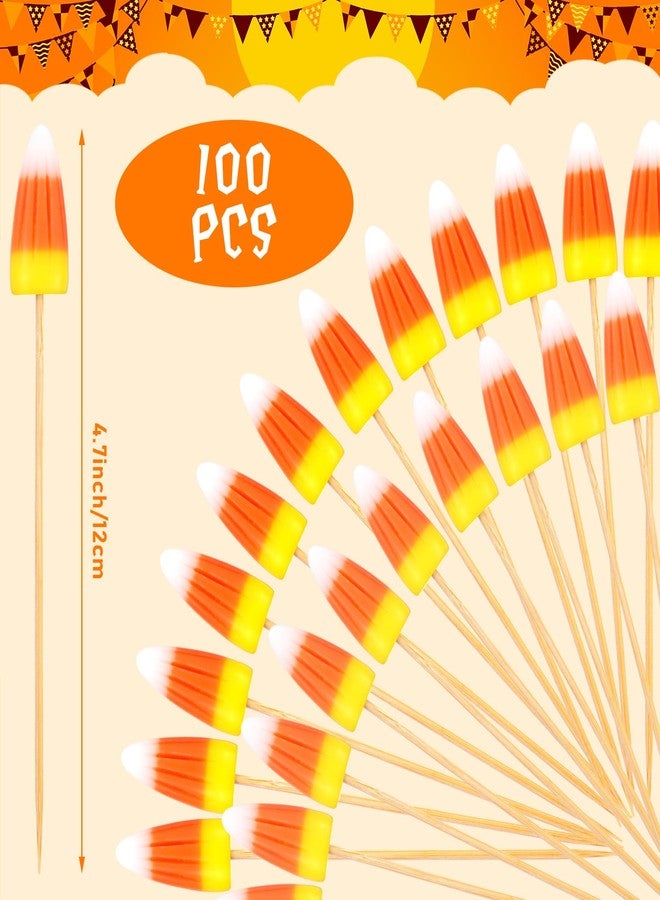 FillTouch 100 Pack Halloween Candy Corn Decorations Candy Corn Cocktail Picks Trick-or-treat Decorations Toothpicks for Appetizers Charcuterie Accessories, Food Picks for Kids Halloween Party Supplies - Image 3