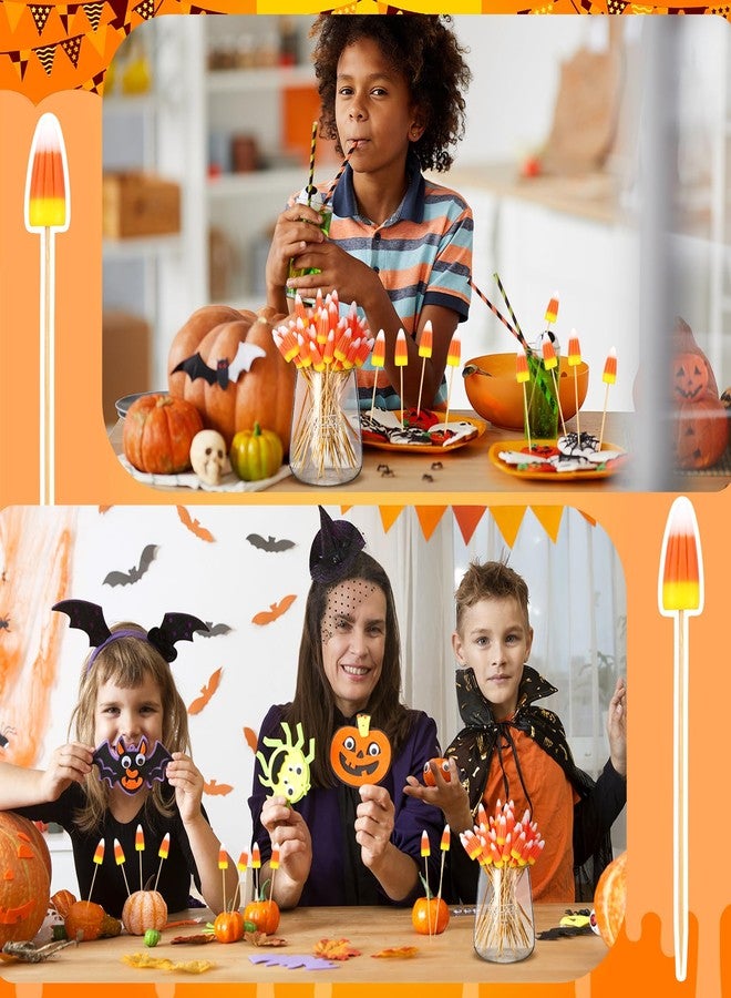 FillTouch 100 Pack Halloween Candy Corn Decorations Candy Corn Cocktail Picks Trick-or-treat Decorations Toothpicks for Appetizers Charcuterie Accessories, Food Picks for Kids Halloween Party Supplies - Image 5