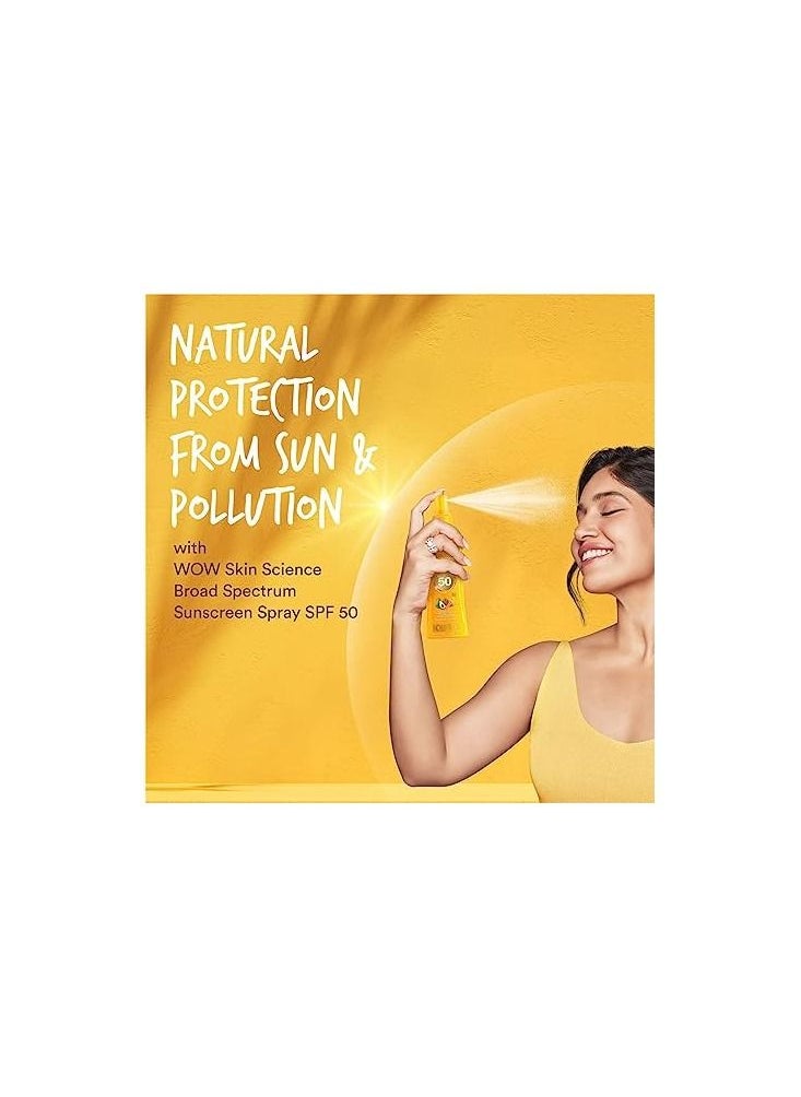 WOW Skin Science UV Sunscreen Quick Absorbent, Oil-free Spray with SPF 50