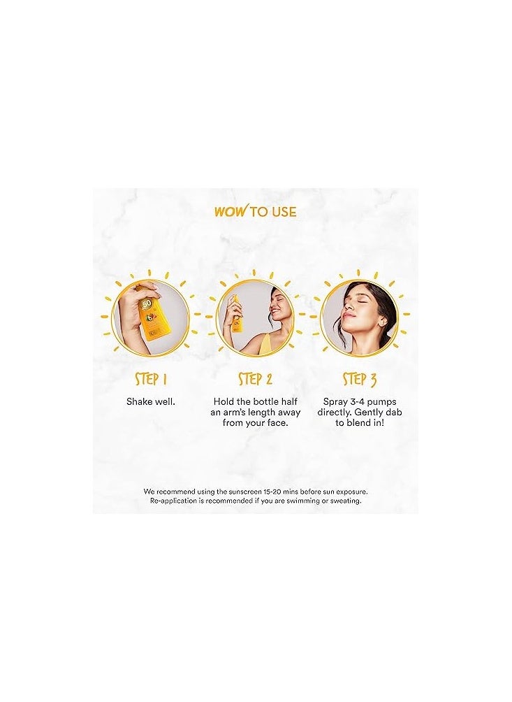 WOW Skin Science UV Sunscreen Quick Absorbent, Oil-free Spray with SPF 50