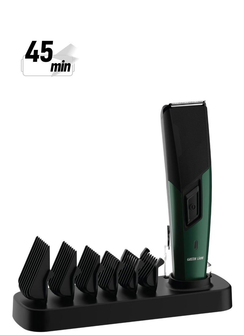 GREEN LION - Trim Flex Hair Trimmer with 6 Size Combs, 600mAh Battery Capacity, 8 Hours Charging Time, 45 Minutes Working Time, Type-C Charging Port, Stainless Steel Material, LED Indicator, Ergonomic & Low Noise Design - Black - Image 1