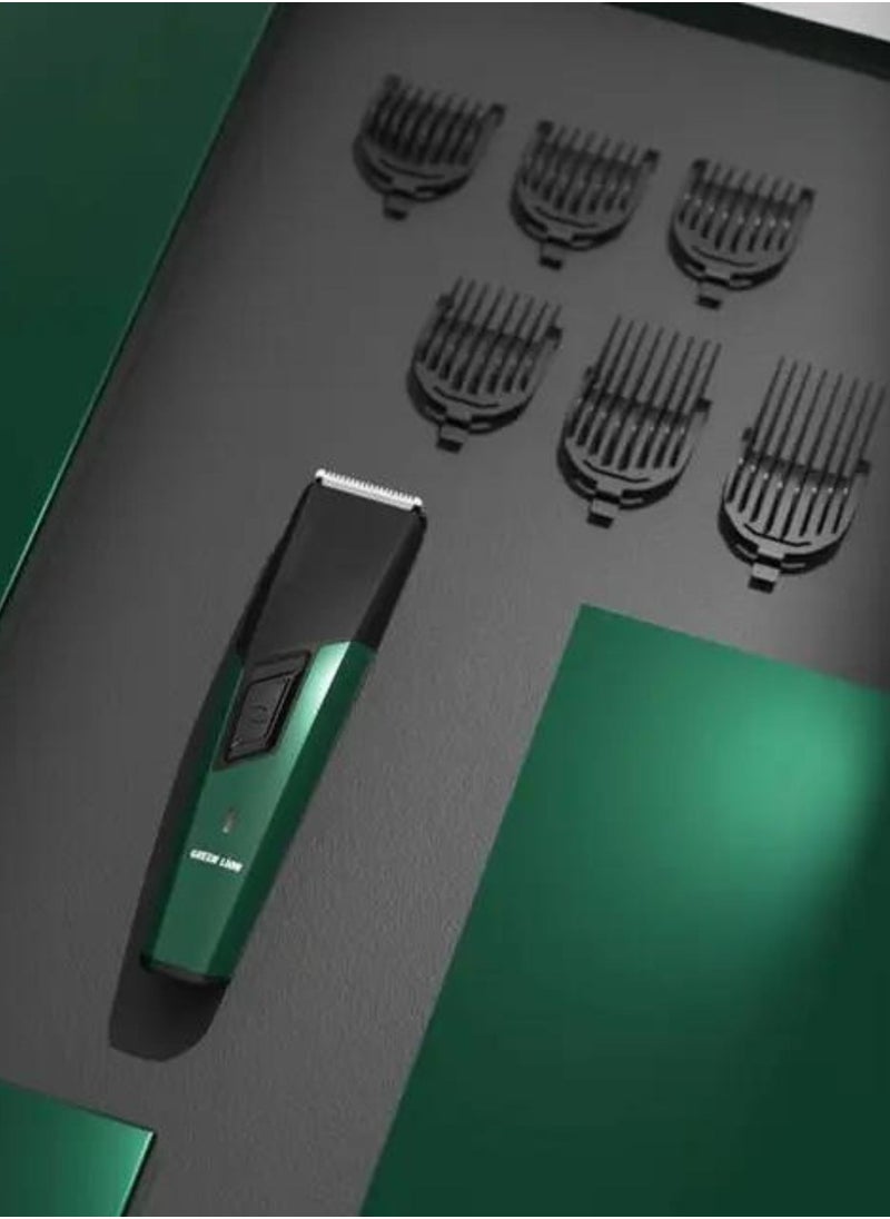 GREEN LION - Trim Flex Hair Trimmer with 6 Size Combs, 600mAh Battery Capacity, 8 Hours Charging Time, 45 Minutes Working Time, Type-C Charging Port, Stainless Steel Material, LED Indicator, Ergonomic & Low Noise Design - Black - Image 1