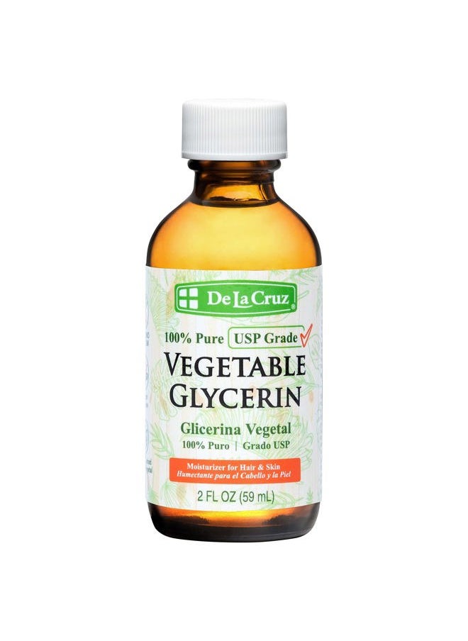 De La Cruz Vegetable Glycerin, 100% Pure Liquid Glycerine USP Grade for Hair, Skin and DYI Projects 2 FL. OZ.  - Image 1