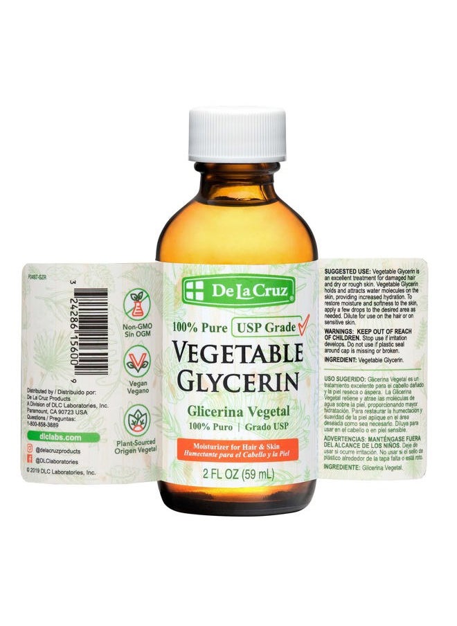 De La Cruz Vegetable Glycerin, 100% Pure Liquid Glycerine USP Grade for Hair, Skin and DYI Projects 2 FL. OZ.  - Image 2