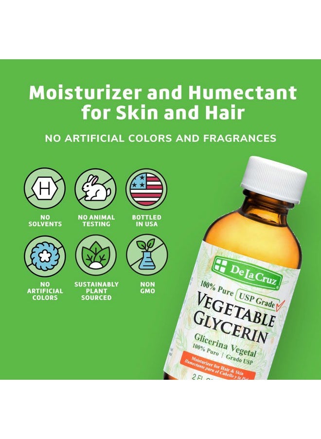 De La Cruz Vegetable Glycerin, 100% Pure Liquid Glycerine USP Grade for Hair, Skin and DYI Projects 2 FL. OZ.  - Image 3