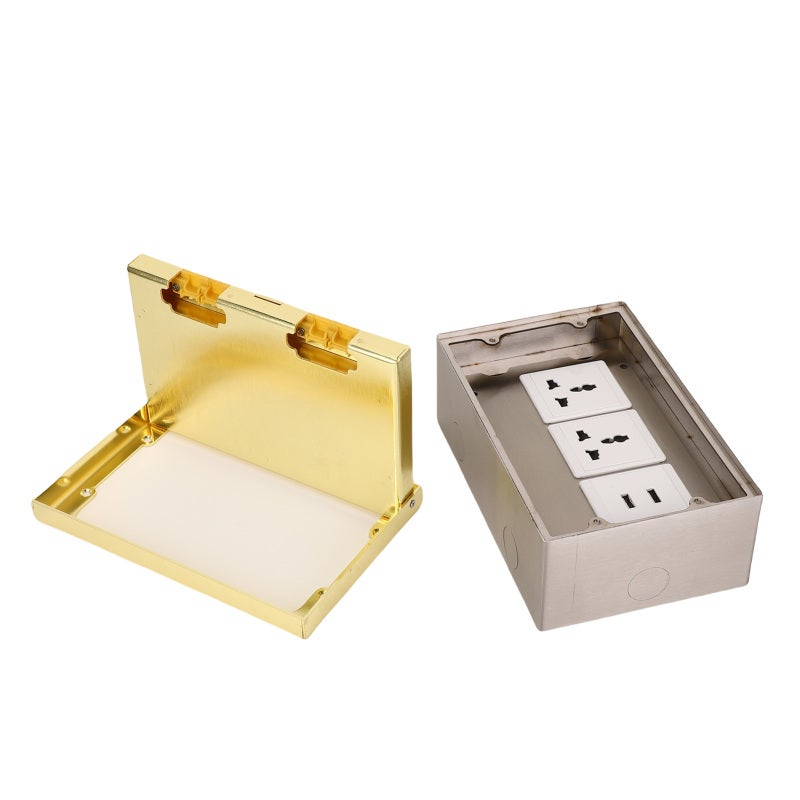 مجموعة مقبس أرضي مُدخل: 2 مقبسًا سلكيًا بسعة 16 أمبير و4000 واط و2 منافذ USB - مقبس أرضي مُدخل من الفولاذ المقاوم للصدأ والبوليمر الكربوني مقاوم للحريق والماء، مناسب للمكاتب والفنادق والمدارس والمراكز التسوقية ومحلات السيارات 4S - Image 3