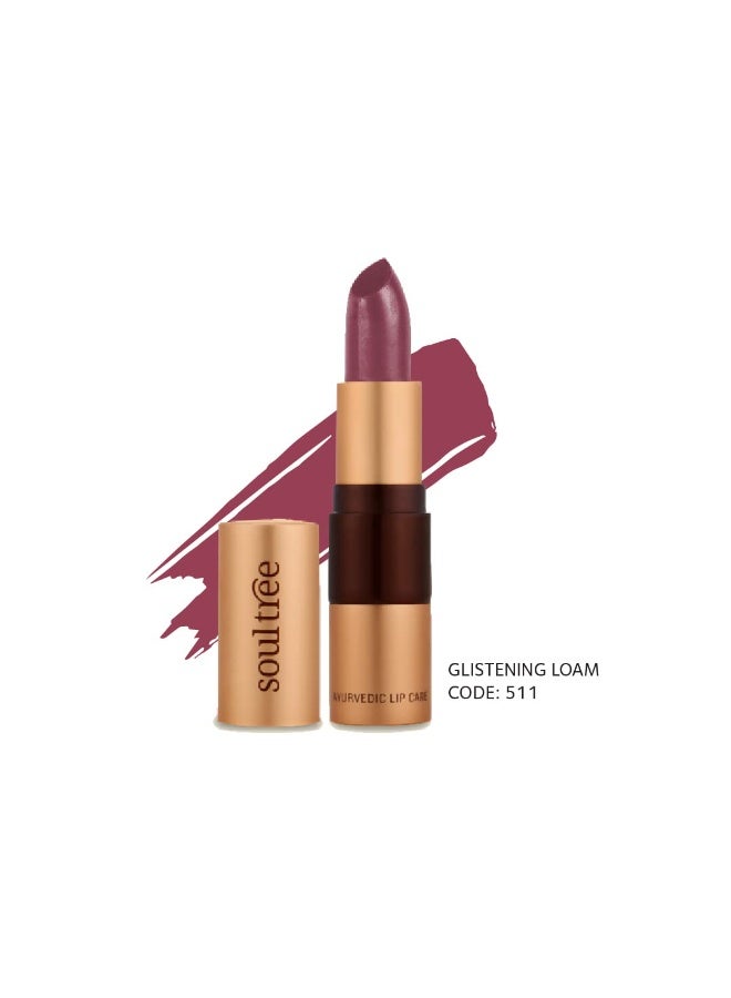 سول تري أحمر شفاه SoulTree Ayurvedic - درجة Glistening Loam 511، سعة 4 غرام | قوام كريمي | غني بالسمن العضوي وزيت اللوز | لشفاه مرطبة ومغذّاة | 4 غرام - Image 4