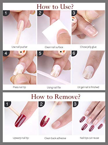 Coslifestore 24 Reusable Artificial Fake Nail Set| Long round Shape Glossy Press On Nails| Lightweight & Long Lasting| Quick Fix For Festivals & Special Occasions (Glitter Ombre French) - Image 4