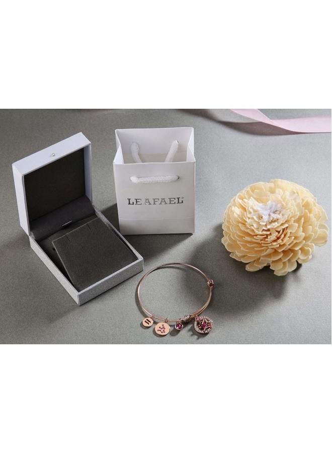 Leafael Superstar Aquarius Zodiac Expandable Bangle Bracelet Made with Premium Crystals Horoscope Constellation Janurary Feburary Birthstone Jewelry, Rose Gold Plated, 7" - Image 3