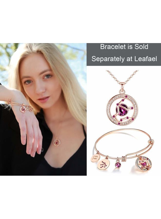 Leafael Superstar Aquarius Zodiac Expandable Bangle Bracelet Made with Premium Crystals Horoscope Constellation Janurary Feburary Birthstone Jewelry, Rose Gold Plated, 7" - Image 5
